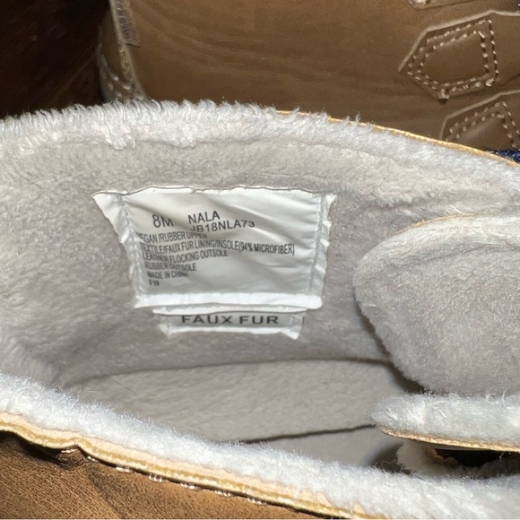 JBU Nala Tan & Navy Weatherproof Lace Up Faux Fur Lined Duck Boots Women Size 8 - Picture 12 of 12